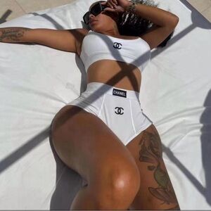 Chanel White Bikini Swimwear